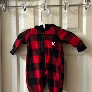 Hurley Red and Black Plaid One Piece Footies